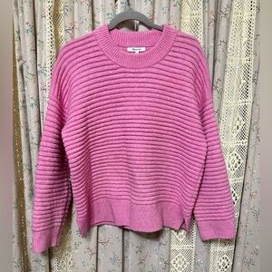 Madewell Pink Chunky Ribbed Crew Neck Sweater Oversized Size Small